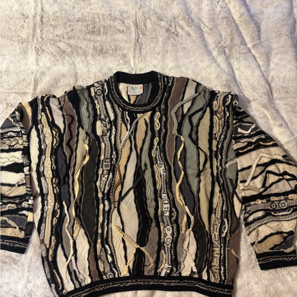 COOGI Men's Abstract Pattern Sweater - Black, Gray, Cream, Brown